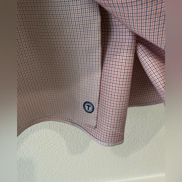 Twillory Non-Iron Safe Cotton Orange Blue Pin Dot Button Up Shirt Sz 17.5 34/35 - Picture 4 of 10